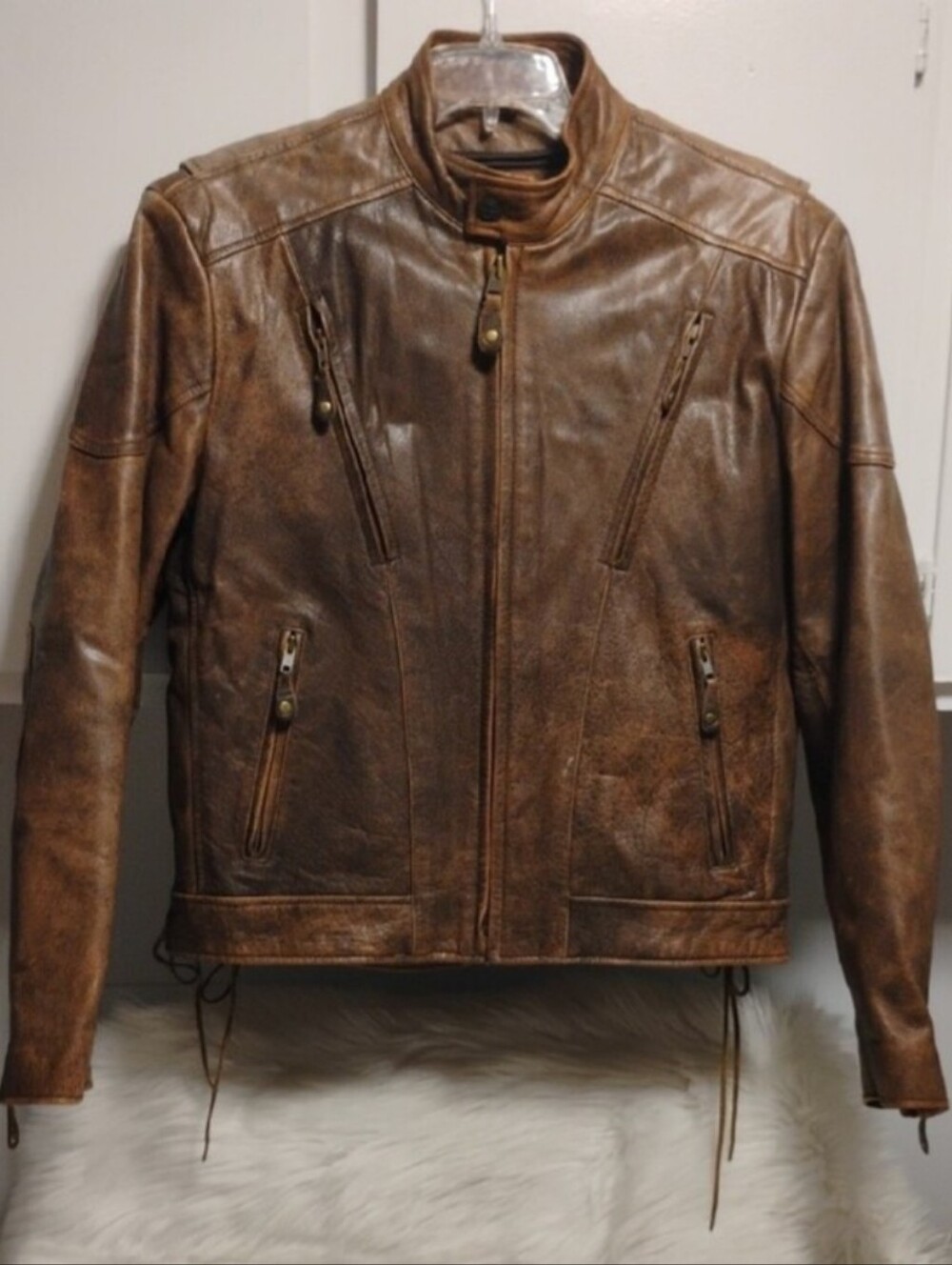 (Office) Wilsons Leather Vintage Brown Distressed Bomber Jacket